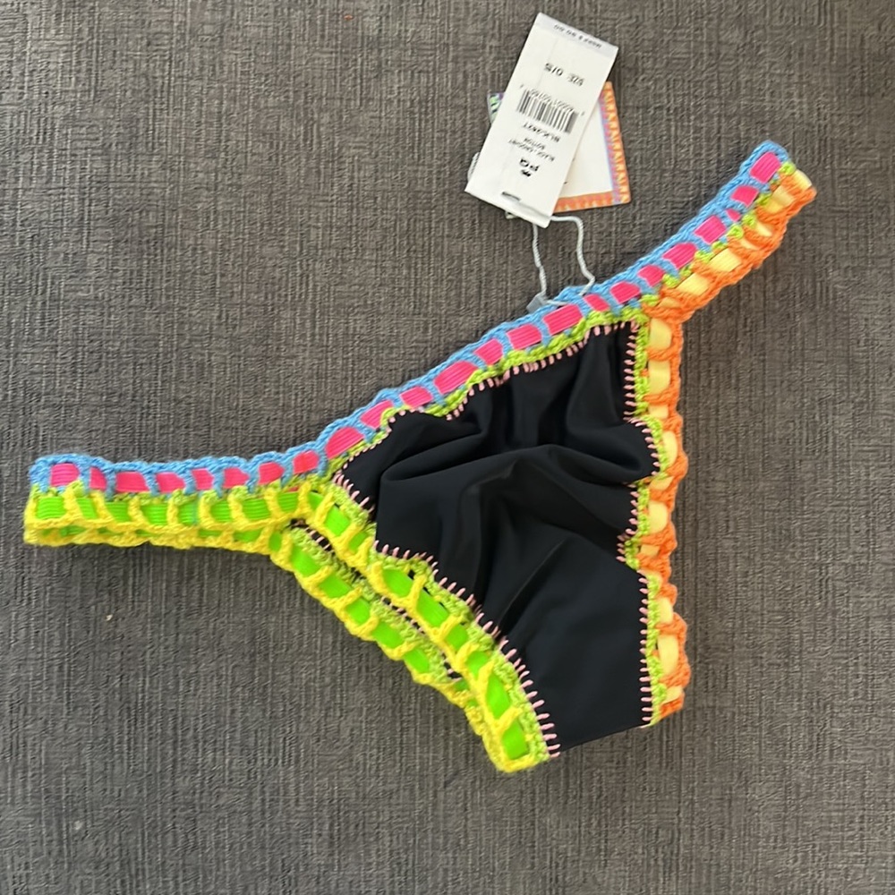 Ferrarini PQ Swim Black Crochet Bikini Bottom NWT - Picture 2 of 3